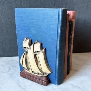 Vintage Sailing Clipper Ship Bookends Nautical Religious Jesus Savior Pilot Me